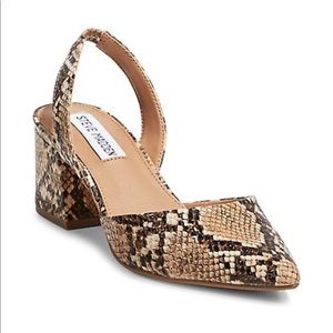STEVE MADDEN Davies slingback mid block heel - size 6.5 - tan snakeskin